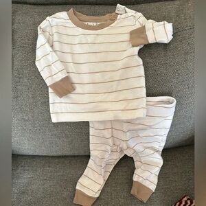 Cozy Kids Pajama Set - Cream and Tan Stripes